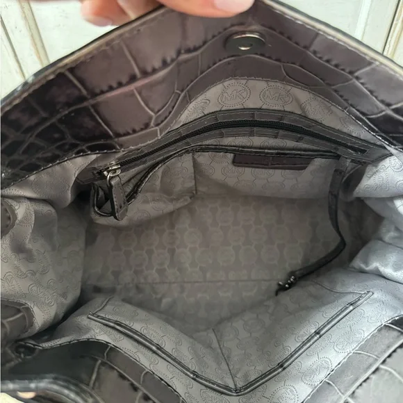 Michael Kors Grey Croc Embossed Hamilton Studded Tote - Picture 12 of 16